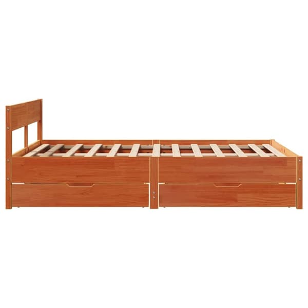 vidaXL Sengeramme uten madrass voksbrun 120x200 cm heltre furu