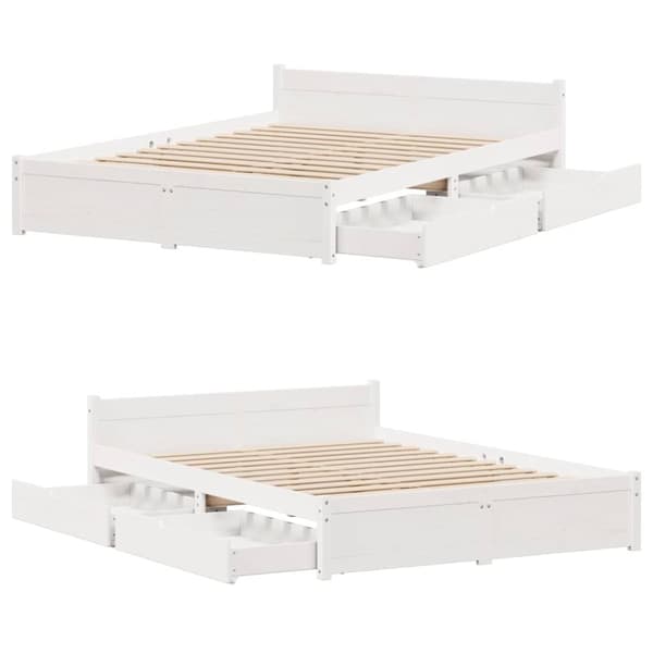 vidaXL Sengeramme uten madrass hvit 140x200 cm heltre furu