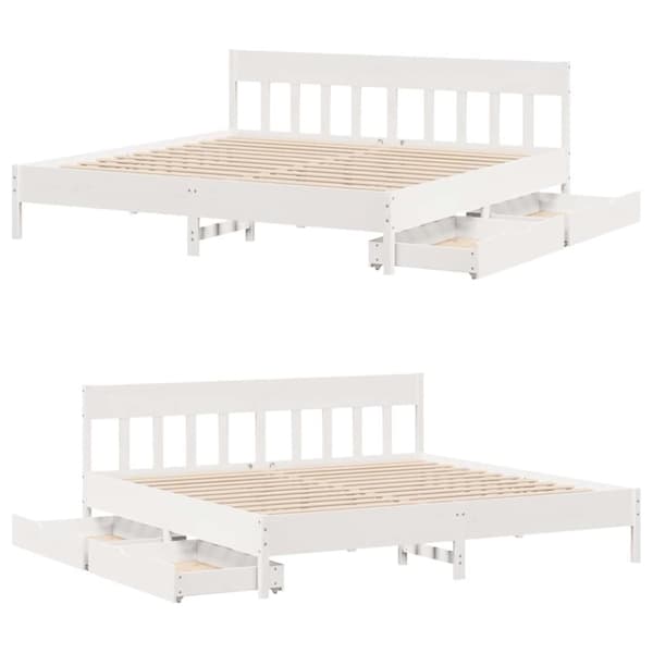 vidaXL Sengeramme uten madrass hvit 180x200 cm heltre furu