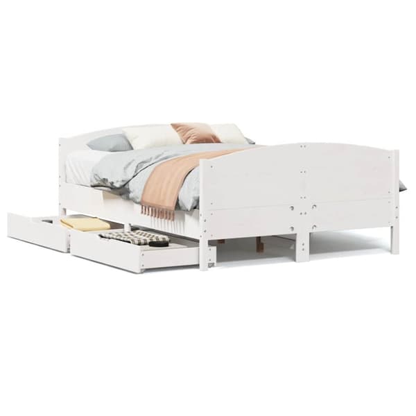vidaXL sengeramme uden madras 140x190 cm massivt fyrretræ hvid