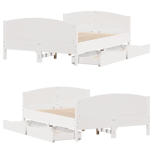 vidaXL sengeramme uden madras 140x190 cm massivt fyrretræ hvid
