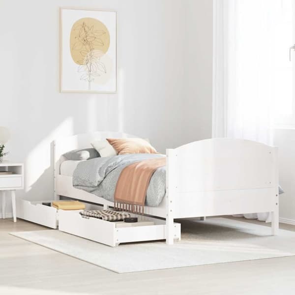 vidaXL Sängynrunko ilman patjaa päädyllä 75x190 cm täysi mänty