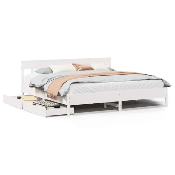 vidaXL sengeramme uden madras 180x200 cm massivt fyrretræ hvid