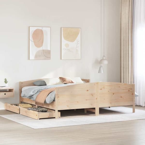 vidaXL sengeramme uden madras 200x200 cm massivt fyrretræ