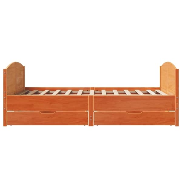 vidaXL sengeramme uden madras 140x190 cm massivt fyrretræ gyldenbrun