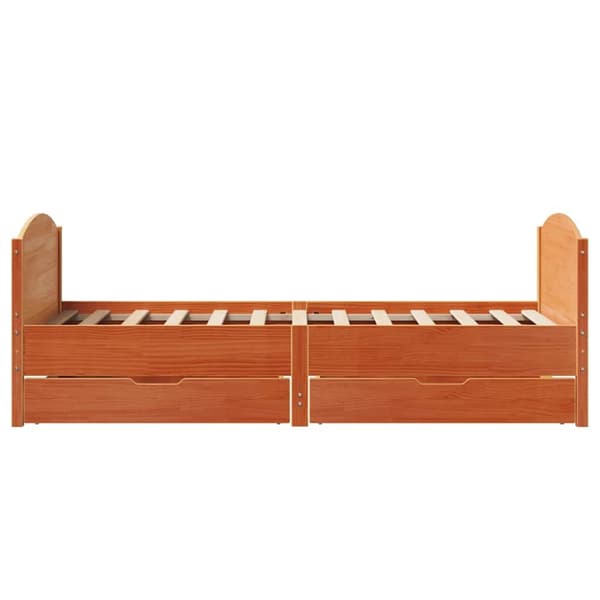 vidaXL Sengeramme uten madrass voksbrun 100x200 cm heltre furu