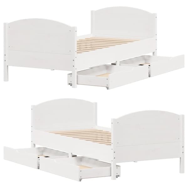 vidaXL Sengeramme uten madrass hvit 90x200 cm heltre furu