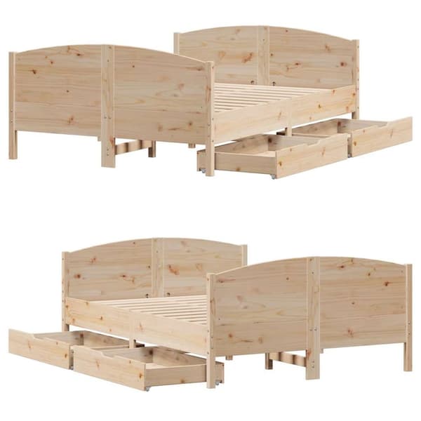 vidaXL Sengeramme uten madrass hvit 135x190 cm heltre furu