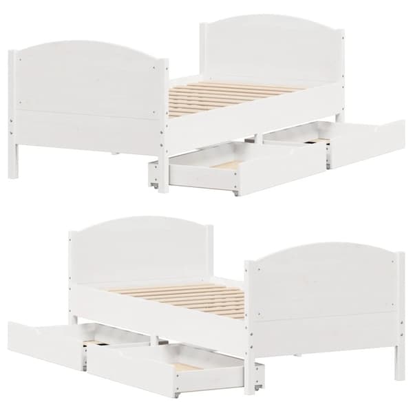 vidaXL Sengeramme uten madrass hvit 100x200 cm heltre furu