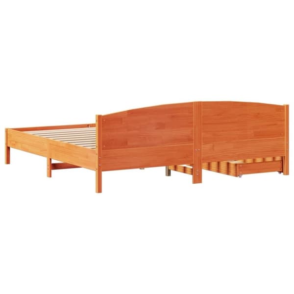 vidaXL Sängynrunko ilman patjaa vahanruskea 200x200 cm täysi mänty