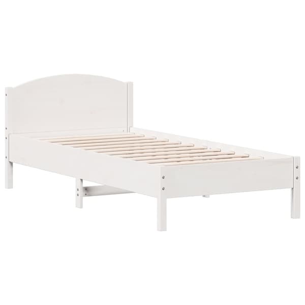 vidaXL sengeramme uden madras 100x200 cm massivt fyrretræ hvid
