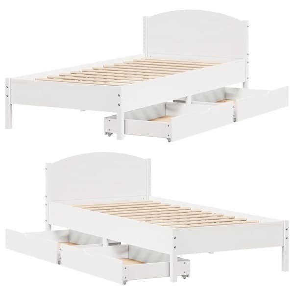 vidaXL sengeramme uden madras 100x200 cm massivt fyrretræ hvid