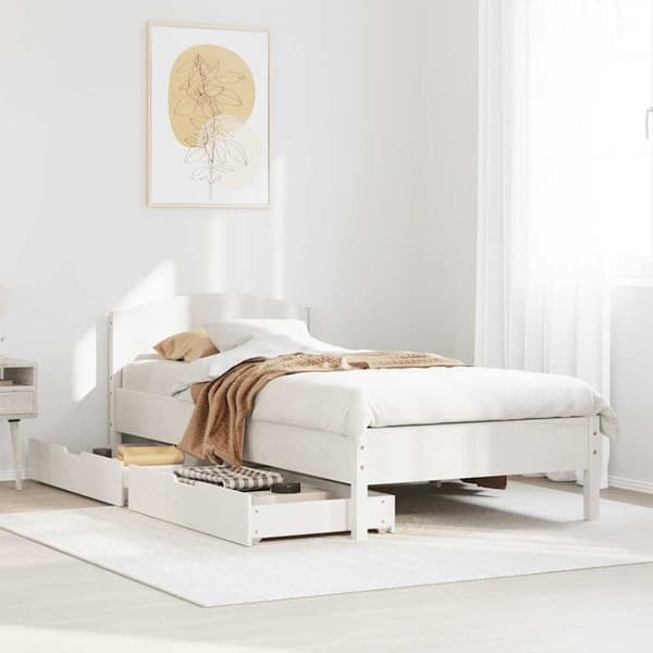 vidaXL sengeramme uden madras 100x200 cm massivt fyrretræ hvid