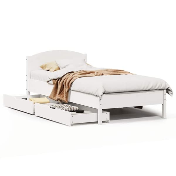 vidaXL sengeramme uden madras 100x200 cm massivt fyrretræ hvid