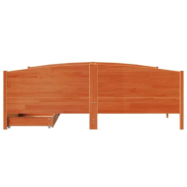 vidaXL sengeramme uden madras 200x200 cm massivt fyrretræ gyldenbrun
