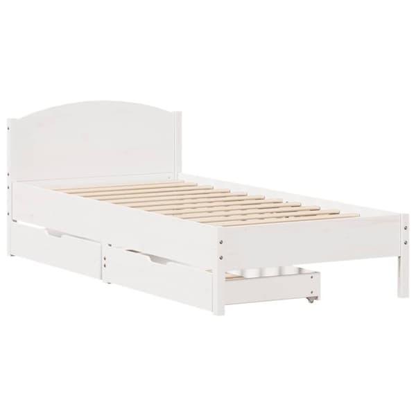 vidaXL Sängynrunko ilman patjaa valkoinen 90x200 cm täysi mänty