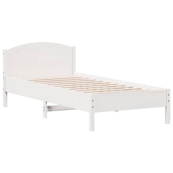 vidaXL Sängynrunko ilman patjaa valkoinen 90x200 cm täysi mänty