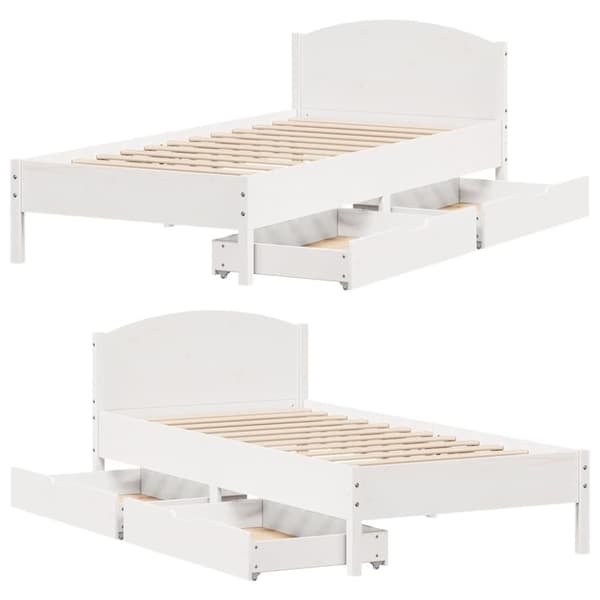 vidaXL Sängynrunko ilman patjaa valkoinen 90x200 cm täysi mänty