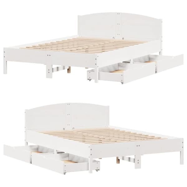 vidaXL sengeramme uden madras 135x190 cm massivt fyrretræ hvid