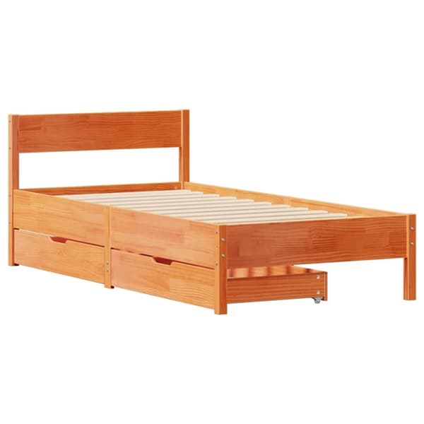 vidaXL sengeramme uden madras 90x190 cm massivt fyrretræ gyldenbrun