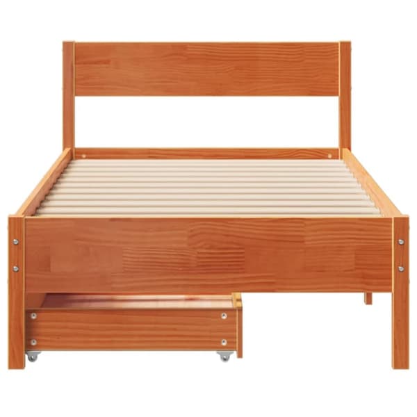 vidaXL sengeramme uden madras 90x190 cm massivt fyrretræ gyldenbrun