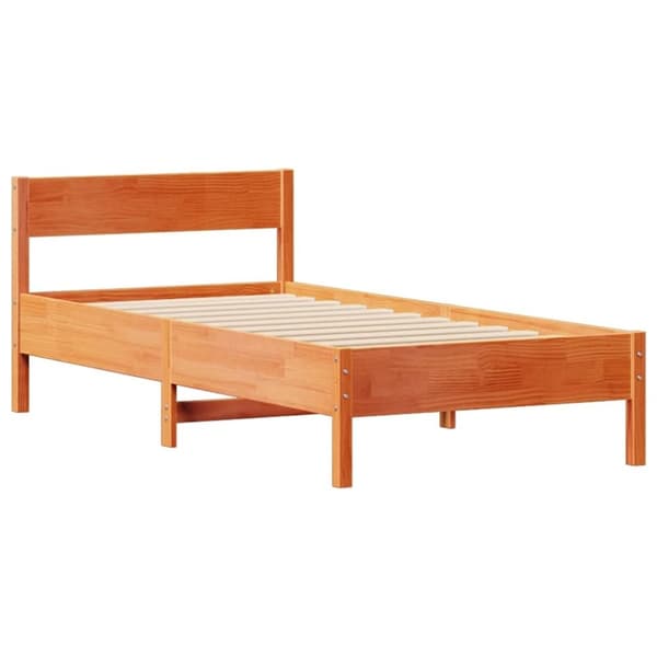vidaXL sengeramme uden madras 90x190 cm massivt fyrretræ gyldenbrun