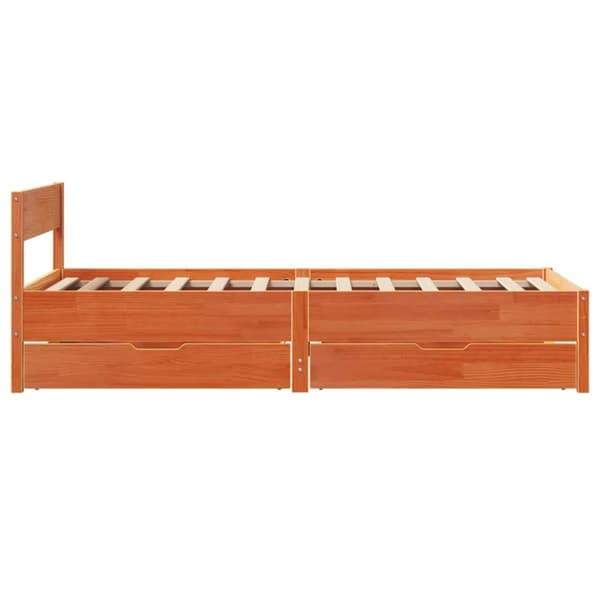 vidaXL sengeramme uden madras 90x190 cm massivt fyrretræ gyldenbrun