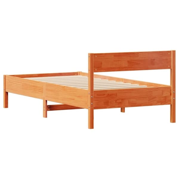 vidaXL sengeramme uden madras 90x190 cm massivt fyrretræ gyldenbrun