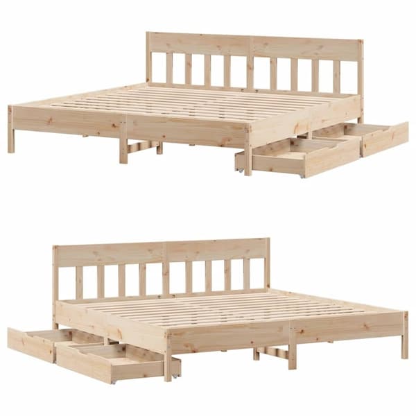 vidaXL sengeramme uden madras 200x200 cm massivt fyrretræ