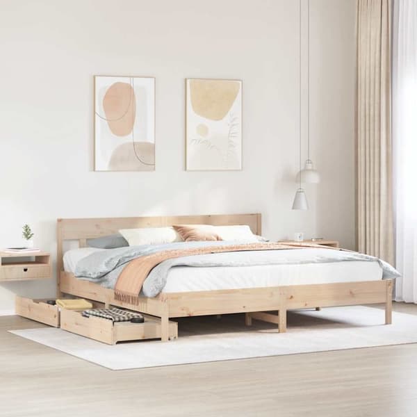 vidaXL sengeramme uden madras 200x200 cm massivt fyrretræ