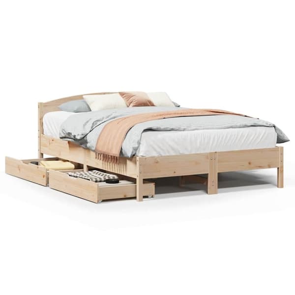 vidaXL Sängynrunko ilman patjaa 135x190 cm täysi mänty