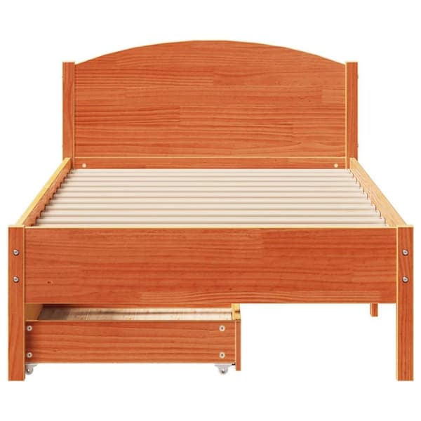 vidaXL Sengeramme uten madrass voksbrun 100x200 cm heltre furu