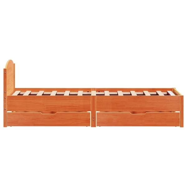 vidaXL Sengeramme uten madrass voksbrun 100x200 cm heltre furu