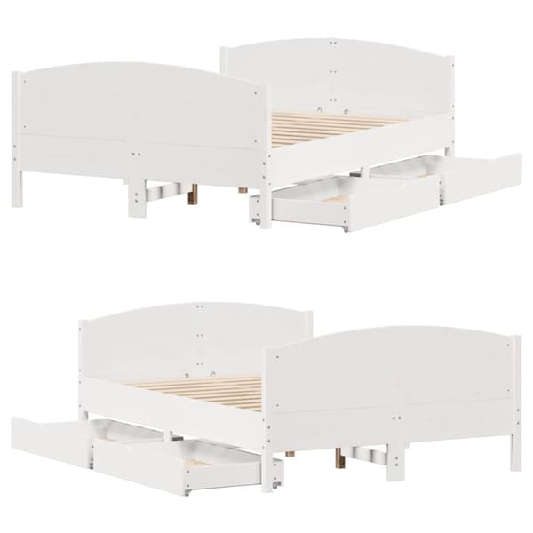 vidaXL sengeramme uden madras 140x200 cm massivt fyrretræ hvid