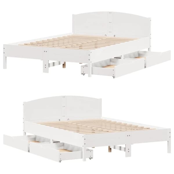 vidaXL sengeramme uden madras 140x200 cm massivt fyrretræ hvid