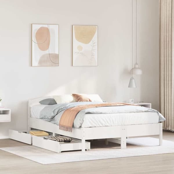 vidaXL sengeramme uden madras 140x200 cm massivt fyrretræ hvid