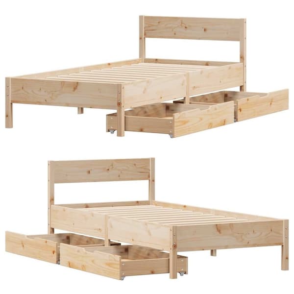 vidaXL Sängynrunko ilman patjaa 90x190 cm täysi mänty