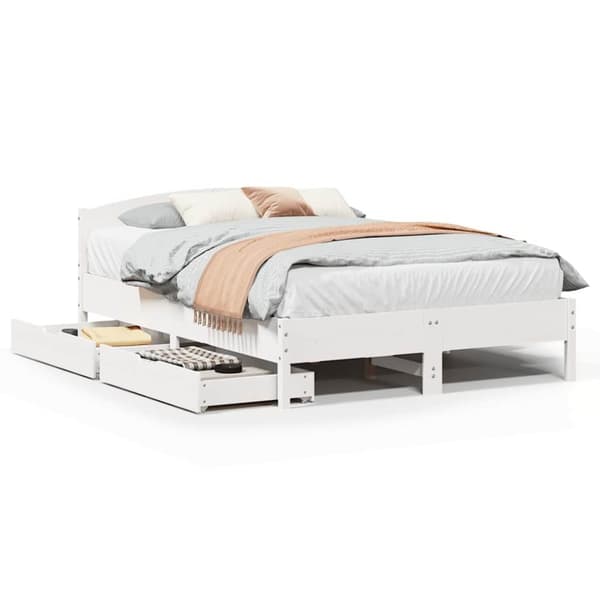 vidaXL Sengeramme uten madrass hvit 140x200 cm heltre furu