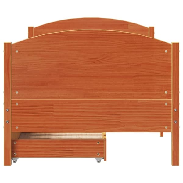 vidaXL Sengeramme uten madrass voksbrun 75x190 cm heltre furu