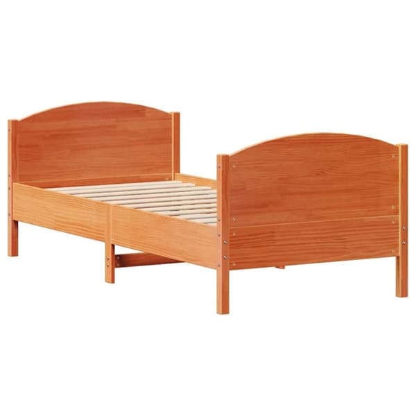 vidaXL Sengeramme uten madrass voksbrun 75x190 cm heltre furu