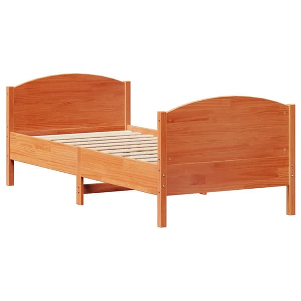 vidaXL Sengeramme uten madrass voksbrun 75x190 cm heltre furu