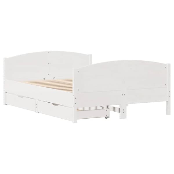 vidaXL Sängram utan madrass vit 150x200 cm massiv furu