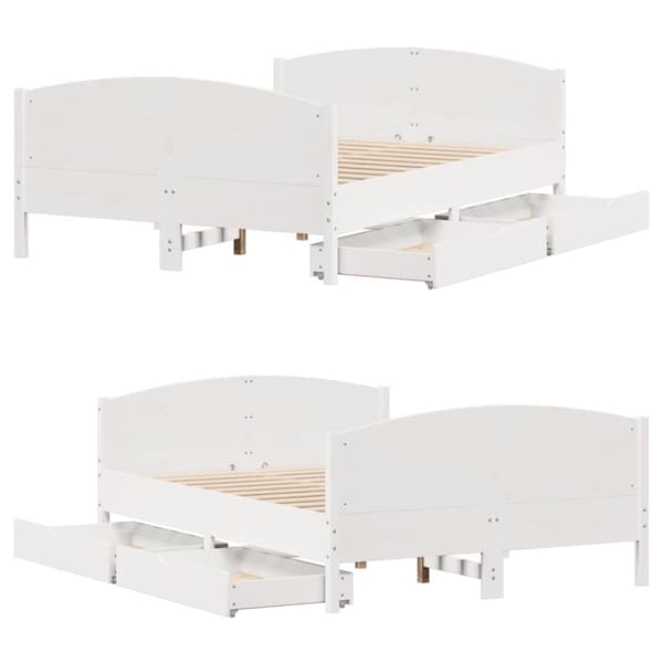 vidaXL Sängram utan madrass vit 150x200 cm massiv furu