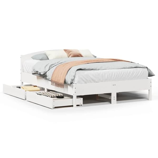 vidaXL sengeramme uden madras 120x200 cm massivt fyrretræ hvid