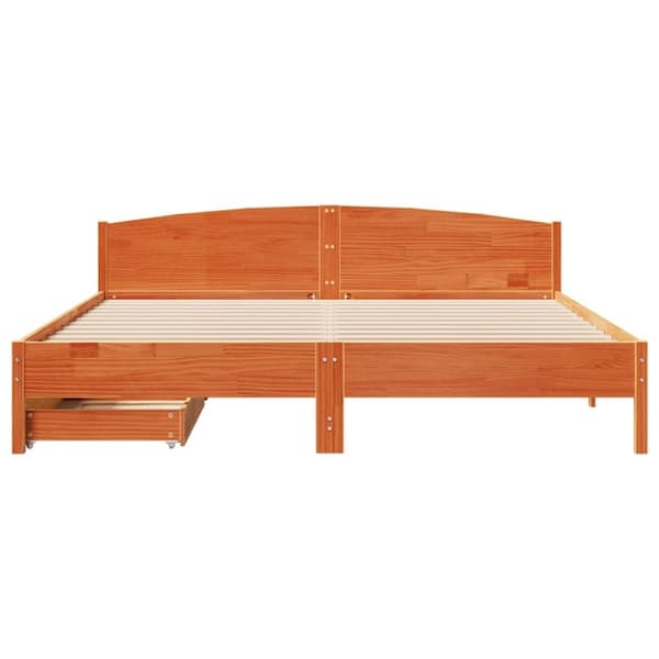 vidaXL Sängynrunko ilman patjaa vahanruskea 180x200 cm täysi mänty