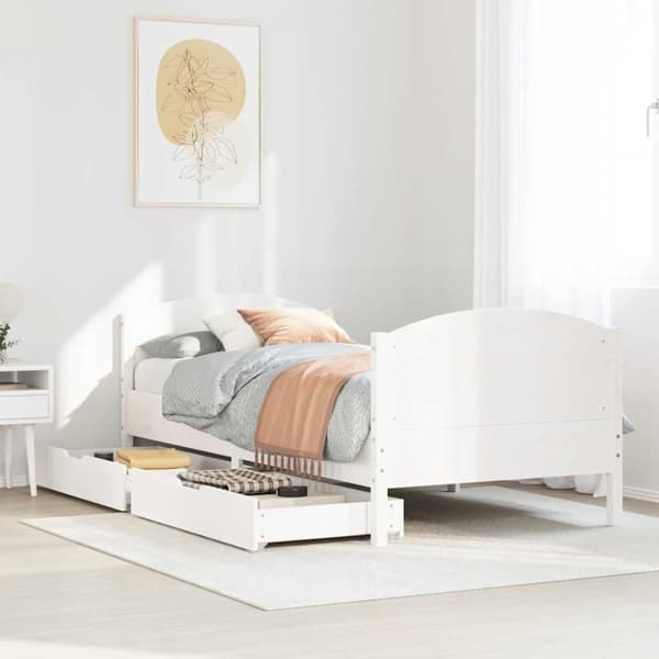 vidaXL sengeramme uden madras 90x190 cm massivt fyrretræ hvid