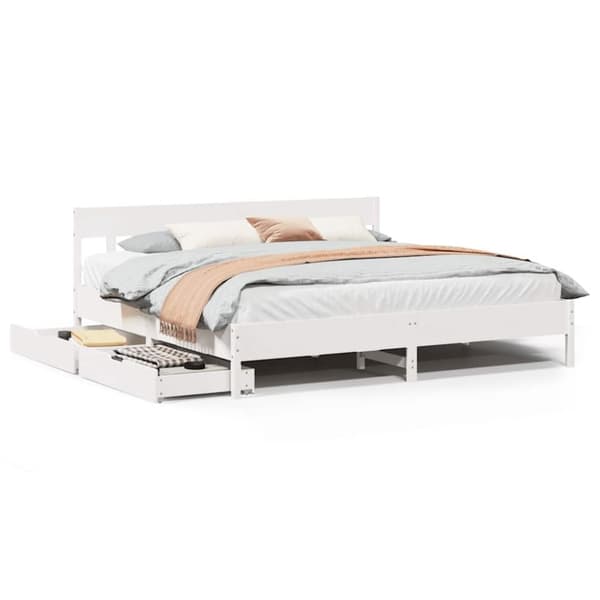 vidaXL sengeramme uden madras 200x200 cm massivt fyrretræ hvid