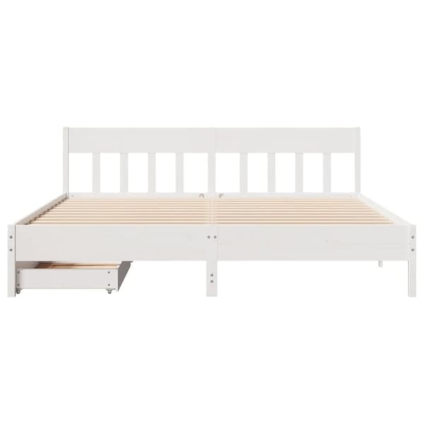 vidaXL sengeramme uden madras 200x200 cm massivt fyrretræ hvid