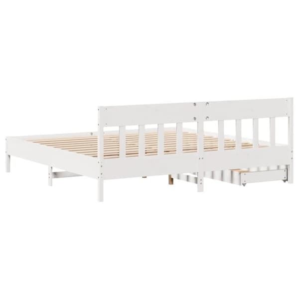 vidaXL sengeramme uden madras 200x200 cm massivt fyrretræ hvid