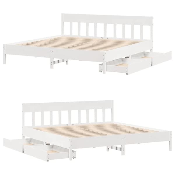vidaXL sengeramme uden madras 200x200 cm massivt fyrretræ hvid